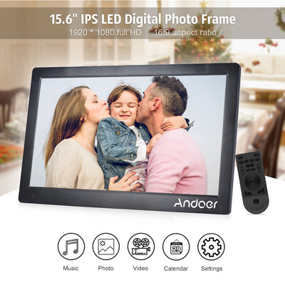 

Andoer 156inch Digital Photo Frame 1920 1080 HD Advertising Machine Full View IPS Screen Support Random Play with Remote Christ