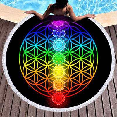 

Gobestart 1 PC Round Beach Pool Home Shower Towel Blanket Table Cloth Yoga Mat