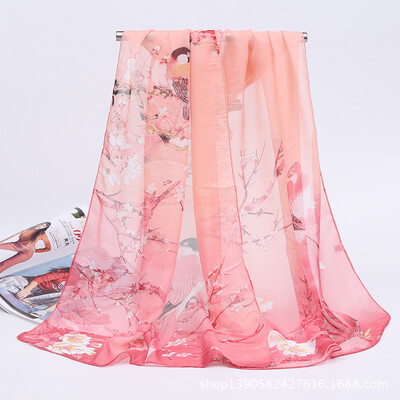 

2018 new Korean chiffon scarves ladies print decoration wild long scarf beach towel gift wholesale