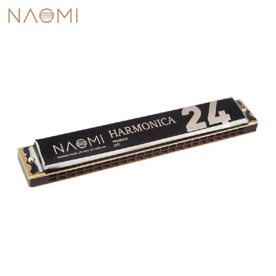 

NAOMI 24 Holes Tremolo Harmonica Key of C Stainless Steel Mouth Organ Harmonicas with Case Wind Instrument Red