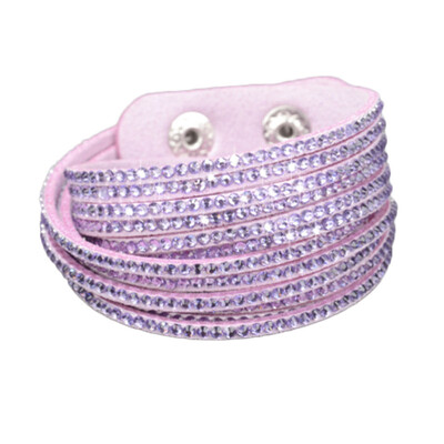 

Personality Solid Drill Colourful Rhinestone Multi-Layer Leather Rope Manual Bracelet Unisex Pair Jewellery