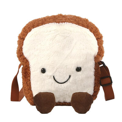 

Cute Toast Shaped Shoulder Messenger Handbags Fleece Women Crossbody Bags
