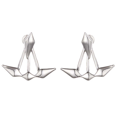 

2 Pcs Smooth Surface Asymmetrical Double Diamond Stud Earrings Jewelry Gifts