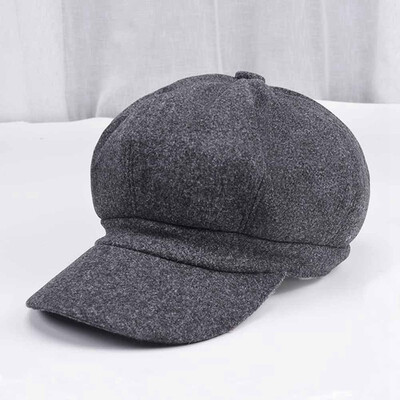 

Auutmn Winter Hats for Women Octagonal Newsboy Cap Ladies Casual Wool Hat Winter Beret Women Painter Cap-in