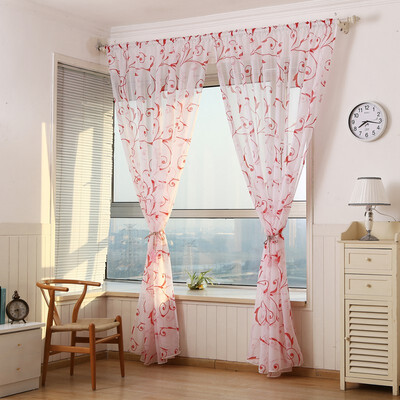 

Transparent Tulle Printing Curtain Bedroom Kitchen Office Short Tulle Window Door Curtain Living Room Decorations