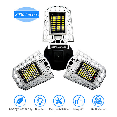 

LED Garage Lights Adjustable Garage Ceiling Light 80W LED Garage Light 8000LM CRI80 3000k for Garage Basement Barn with 3 Deformab
