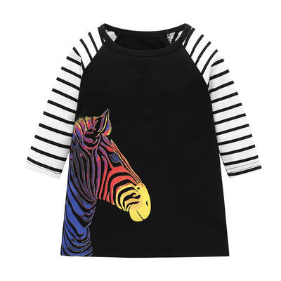 

Kids Girls Costumes Horse Stripe Print Long Sleeve Dress Children Clothes