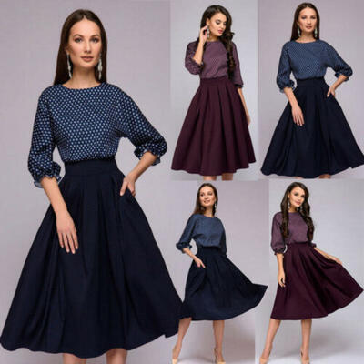 

New Look Womens Floral Long Sleeve Midi Tea Summer Casual Vintage Dress Swing UK