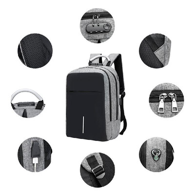 

Multifunction Oxford Laptop Backpack Anti-theft Large Capacity Backpack Schoolbag with Lock & External USB Charging Port