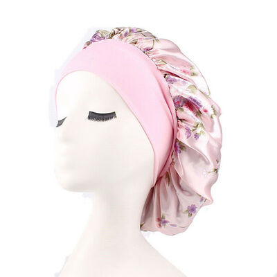 

Silk Night Sleep Cap Hair Bonnet Hat Head Cover Satin Wide Adjust Elastic Band