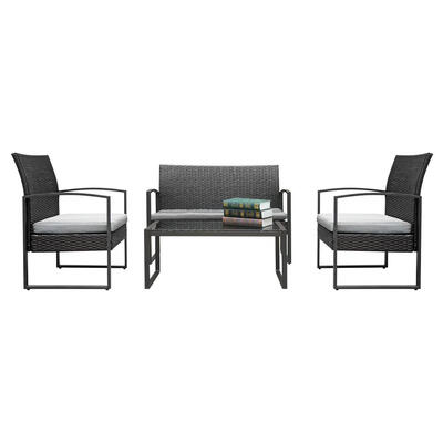 

Outdoor Patio Wicker Furniture 4PCS Rattan Conversation Set