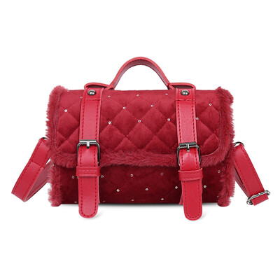 

Fashion Suede Fluffy Side Rhombic Versatile Slung Shoulder Bag for Women