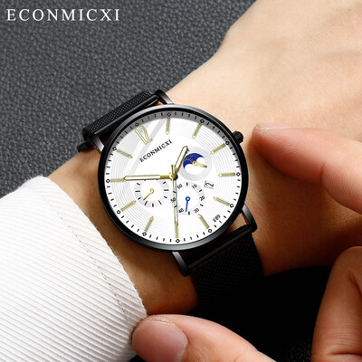 Gobestart Fashion Mens Watch Alloy Business Quartz Wrist Watch Mesh Band
