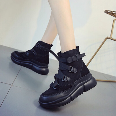 

High-heeled shoes casual shoes cross-straps thick-soled muffin heels womens shoe Institute tidal shoes autumn&winter sn