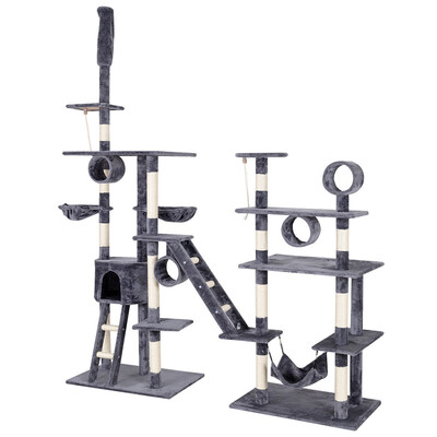 

Large Condo Scratching Posts Cat Tree with Ladder Hammock