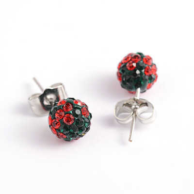 

Polymer Clay Rhinestone Ball Stud Earrings with Steel Pins Colorful 8mm Pin 08mm