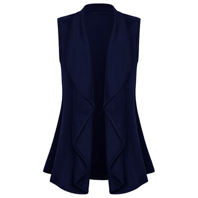 

Toponeto Women Casual Sleeveless Cape Shawl Ruffles Draped Open Front Cardigan Vest Coat