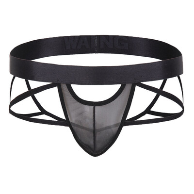 

Tailored Men Sexy Underwear Bare Buttocks Patent Mesh Underpants Thong Double G-String