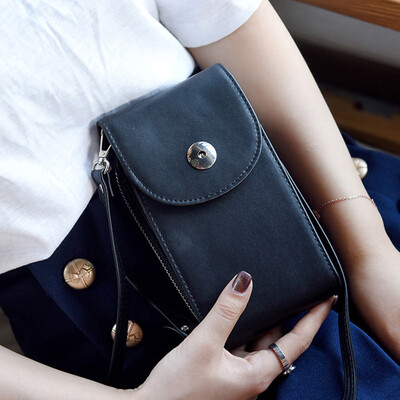

Tailored Retro Lady Simple Solid Color Long Mobile Wallet Messenger Bag Shoulder Bag
