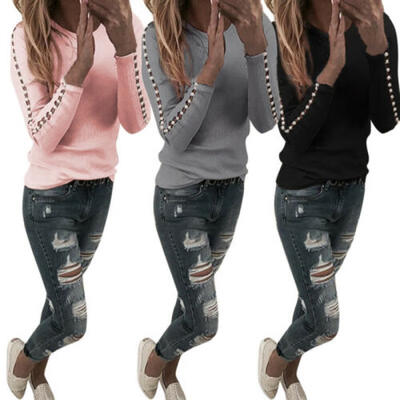

Women Plain Sweatshirt Crew Neck Pullover Sweater Jumper Blouse Tops T Shirt