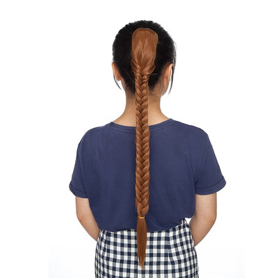 

21 Inches Ponytail Fishtail Braid Extension Long Clip on Bun with Claw Clip Synthetic Ponytail Hairpieces