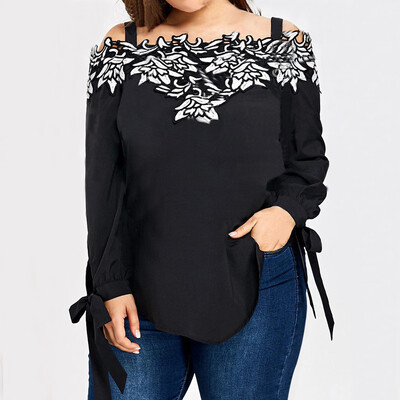 

Roseonmyhand Womens Fashion Winter Off-Shoulder Print Loose Large Size Top Blouse