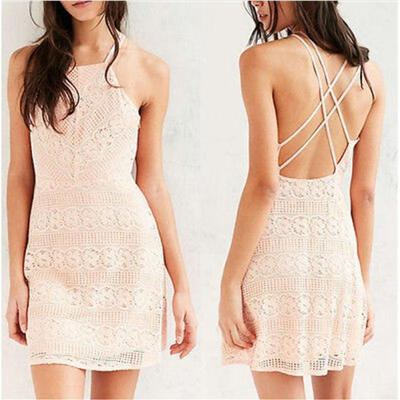 

New Style Sexy Women´s Backless Lace Evening Forma Party Cocktail Short Mini Dress