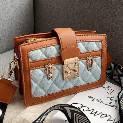 

Small fragrant wind bag women 2019 new Korean fashion Joker diamond contrast color shoulder slung small square bag