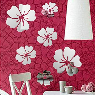 

5pcs 3D FlowerS Wall Sticker TV Background Home Decoration DIY Mirror Wall Stickers
