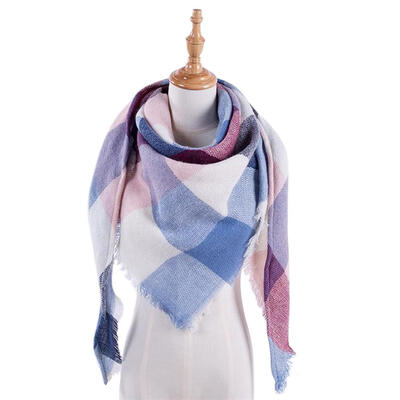 

Fashion Women Cashmere Warm Shawl Plaid Print Triangle Scarf Casual Decor