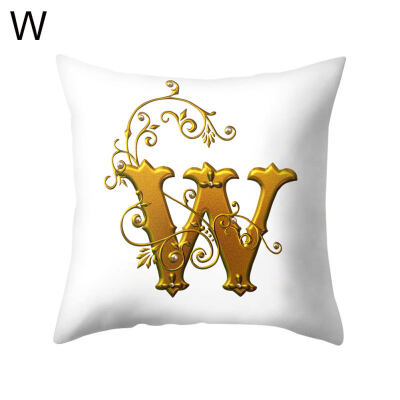 

26 Golden A to Z Alphabet Flower Soft Pillow Case Cushion Cover Home Sofa Decor