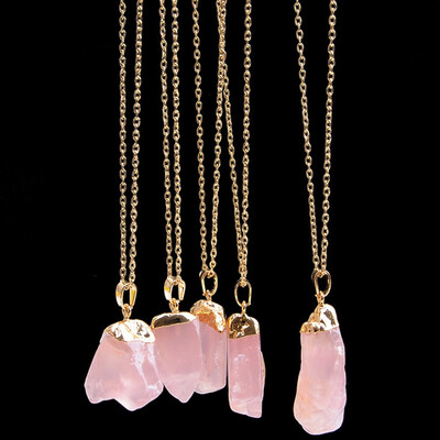 

1pc Quartz Gold Plated Natural Crystal Chakra Rock Necklace Pendant Colorful Stone