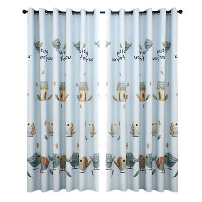 

1pc Love Bird Printed Semi-Blackout Curtains Home Windows Decorative Drapes