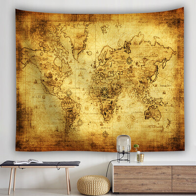 

Toponeto Vintage World Map Wall Tapestries Hanging Hippie Tapestry Bedspread Yoga Mat New
