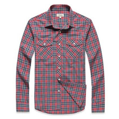 

NATINY Lotini mens pure cotton ground plaid long-sleeved shirt NA125149