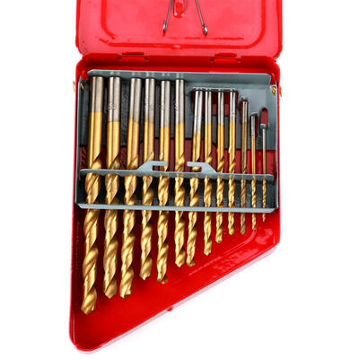 

Greensen 13Pcs 15-65mm High Speed Steel Twist Drill Bits Set Tool with Round Handle with Red Iron Box