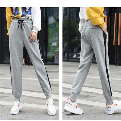 

New autumnwinter 2018 womens side stripe casual sport trousers with elastic waist&thick trousers