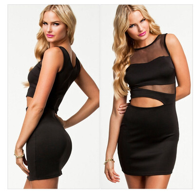 

2018 European station INS trend new nightclub single shoulder waist sexy hollow bag hip women short dress