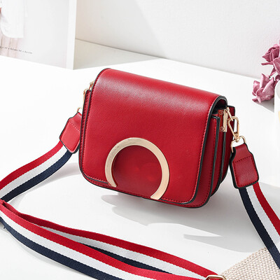 

Simple small square bag wild student Han Feng small bag shoulder diagonal wide shoulder strap ladies bag