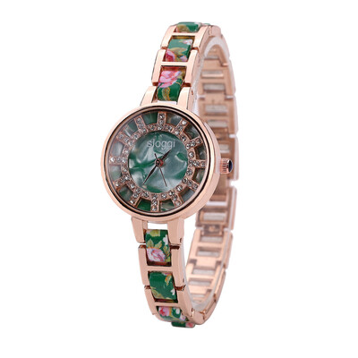

Floral porcelain ladies watch imitation shell diamond Quartz table supply