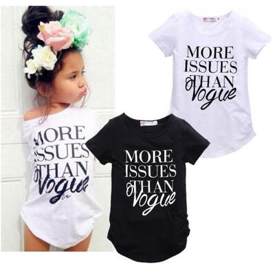 

New Kids Girls Summer Vogue Short Sleeve Tops T-shirt Casual Shirts 2-7Y