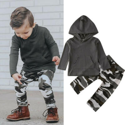 

Kid Baby Boy Sweatshirt Clothes T-shirt Hooded Top Camo Legging Pants Outfits
