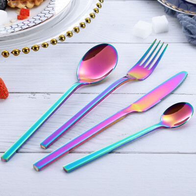 

Toponeto 4PCS Set Stainless Steel Upscale Dinnerware Flatware Cutlery Fork Spoon