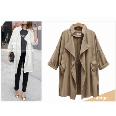 

Toponeto Fashion Women Plus Size Outwear Pockets Long Sleeves Windbreaker Cardigan Coat