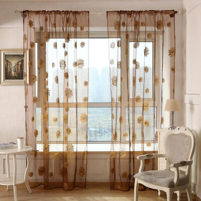 

Sunflower Print Window Door Curtain Tulle Curtains for Living Room Bedroom