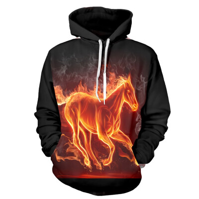 

Toponeto Mens Autumn Spring Fashion 3D Printing Hoodie Hooded Loose Long Sleeve Top
