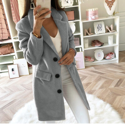 

Toponeto Woman Long Wool Coat Elegant Blend Coats Slim Female Long Coat Outerwear Jacket
