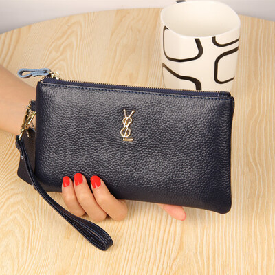 

The first layer of leather RFID plus anti-scanning leather organ card package double zipper purse with window anti-magnetic business card package