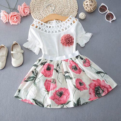 

2PCS Toddler Kids Baby Girls T-shirt TopsSkirt Dress Summer Outfits Clothes Set