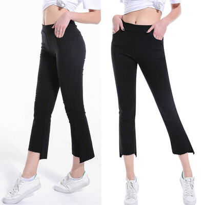 

Gobestart Fashion Womens Plus Size Solid Pocket Elastic Leggings Slim Fit Trousers Pants